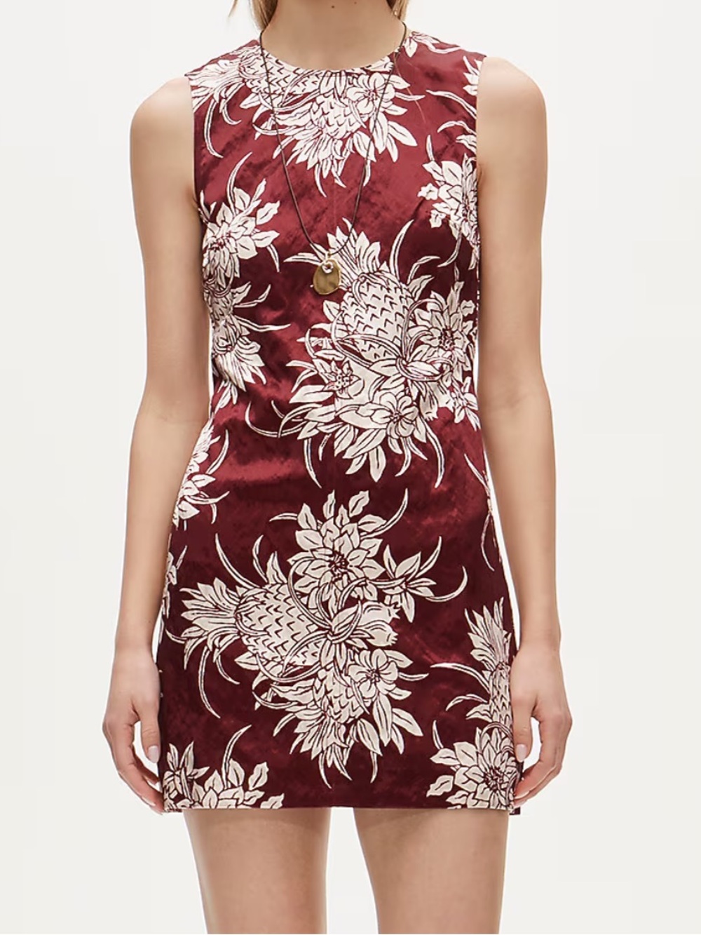 J. Crew || mini shift dress in pineapple garden print memory satin
